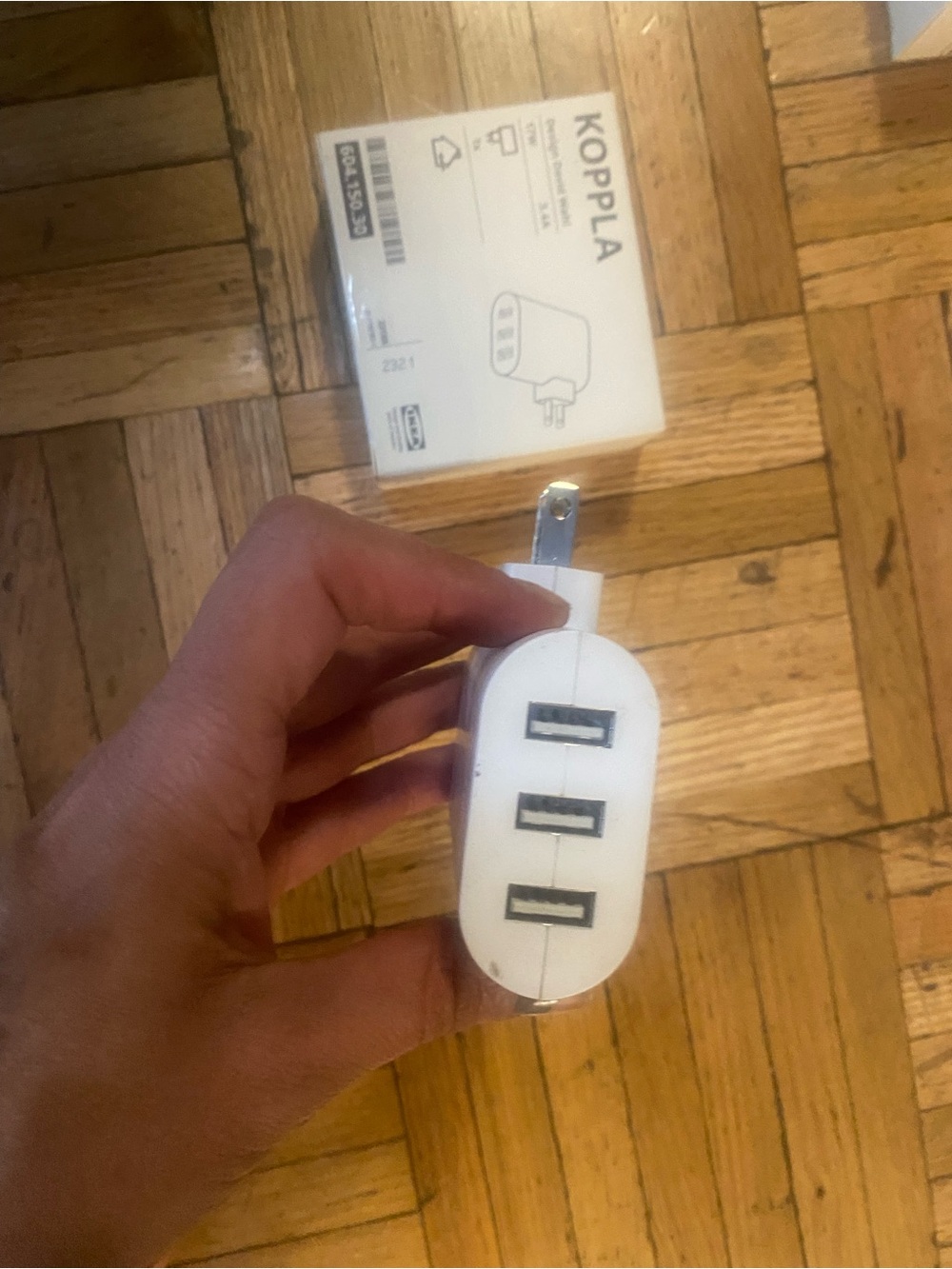 IKEA KOPPLA White 3-Port USB Wall Charger.